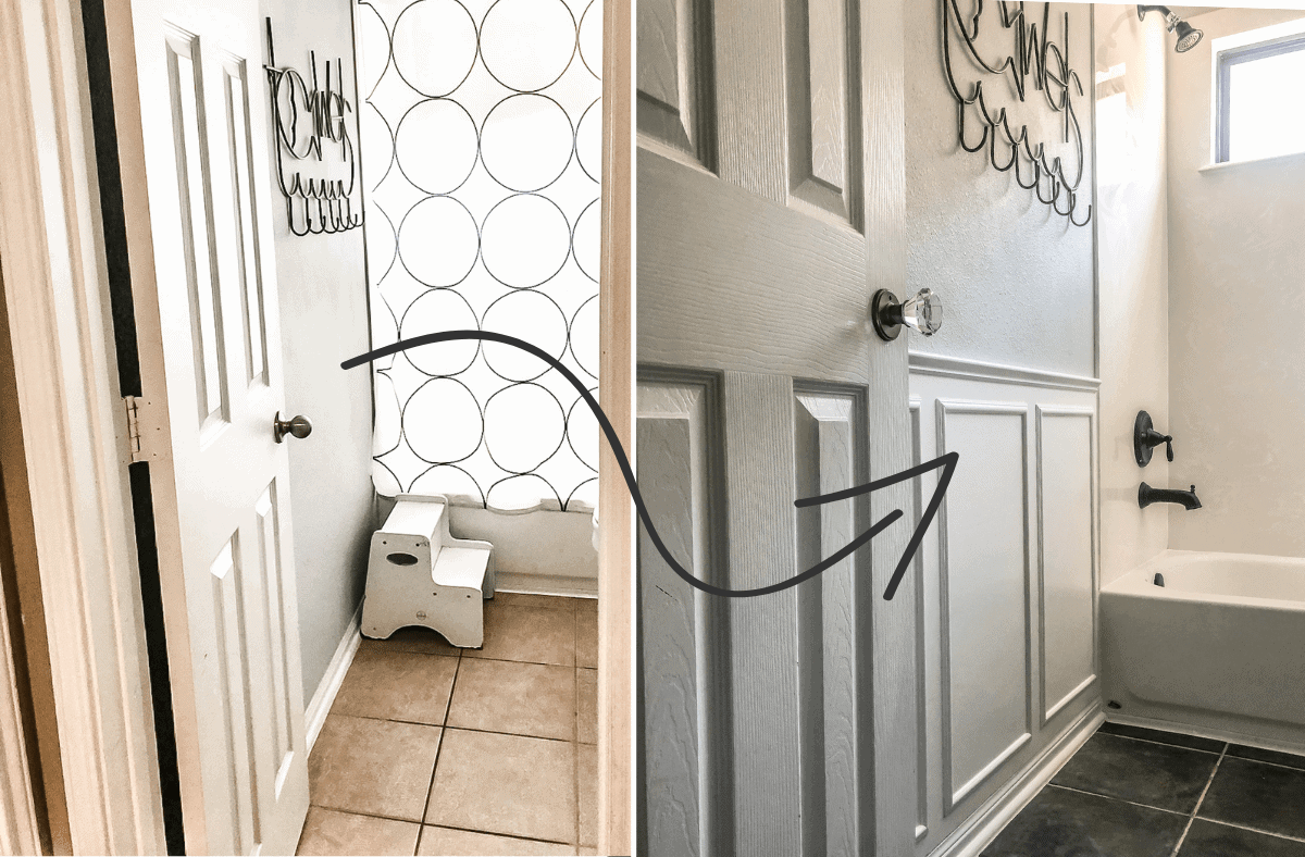 Simple Bathroom Wainscoting DIY In 10 Steps The DIY Vibe   Before And After Wainscoting 